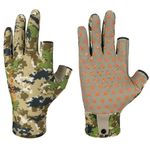 BASSDASH Unisex Fingerless Camo Hunting Gloves for Men's Women's Early Season Warm Weather UPF 50+ Lightweight Fishing Photography HG03