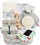 Baby Boy Shower Gifts Set: 9PCS Newborn Gifts Hamper Unisex Including Baby Blankets&Baby Bibs&Baby Socks and More - New Born Baby Boys Presents Box Personalised