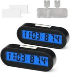 MEANLIN MEASURE 2PCS Car Clocks with Temperature Date, Fahrenheit LED Backlight 2 in 1, Vehicle Adhesive Digital Dashboard Clock, Small Electronic Clock for Car Truck Dashboard & Air Vent