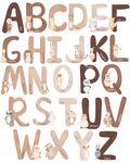 Neutral Animal Alphabet Wall Decals - Extra Large 6 Inch Alphabet Letters for Wall - 26 English ABC Wall Stickers for Kids with Cute Watercolor Animals - ABC Wall Decor for Neutral Nursery - Playroom