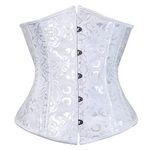 Underbust Corset Tops for Women Plus Size Corsets and Bustiers Shapewear Outfit, White, Large