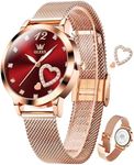 OLEVS Watch for Women Rose Gold Diamond Stainless Steel Womens Watches with Date Elegant Thin Ladies Watch with Mesh Band Fashion Red Face Quartz Dress Watches for Women Waterproof Reloj para Mujer