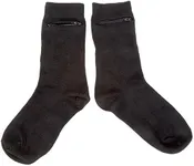 Black Dress Socks With Hidden Zipper Pocket-Cotton/Spandex Fits Men Sizes 7-12 2-pairs