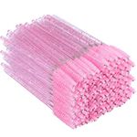 G2PLUS 300 PCS Disposable Eyelash Brushes - Pink Eyelash Spoolies for Extensions - Crystal Mascara Wands -Eyelash Extension Brush Applicator for Eyelash Extensions