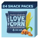 LOVE CORN Sea Salt Crunchy Corn Snack 20g x 24 Bags – Healthy Snacks Ideal for Gluten Free & Vegan Diets – Low Sugar Alternative for Crisps, Mixed Nuts & Pretzels – Perfect To Graze On