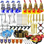 Nicolababe Weapon Pack Accessories Kit for Minifigures Knight Weapons Set Include Horse Carriage, Barding, Armor, Helmet, Shield - Compatible with All Major Brands (Medieval Weapon)