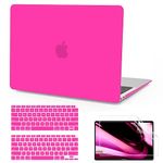 B BELK Compatible with MacBook Air 13 inch Case 2022 2021 2020 2019 2018 Release A2337 M1 A2179 A1932 Touch ID, Matte Plastic Hard Shell Case & Keyboard Cover & Screen Protector Retina, Hot Pink