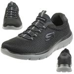 Skechers Men's Summits Sneaker, Black Mesh Charcoal Trim, 8 UK