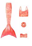 Planet Mermaid Kids Exclusive 4 Piece Ultimate Set Mermaid Tail Swimming Costume for Girls. Includes Mermaids Tail (Monofin NOT Included), Tankini Top, Headwrap & Scrunchie. Sunset Splash, 9-11 Years