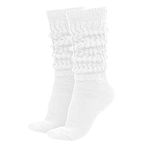 MDR Women's Extra Long & Heavy Slouch Socks For Women Cotton Wear at any Length Sock Made in USA 1 Pair Size 9 to 11, White, 9-11