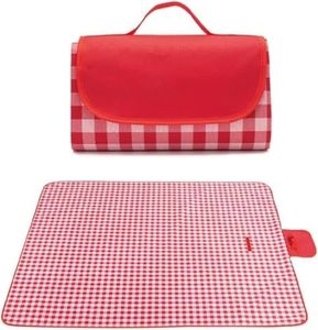 Picnic Mat,Large Sandproof Waterproof Camping Portable Travel Blanket, Foldable Blanket Beach Mat Handy for Outdoor Indoor Family Beach Park Grass,Hiking, Music Festiva (Red White Grid)