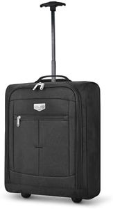 LUGG Cabin Approved Lightweight Travel Bag with Wheels, Hand Luggage Suitcase Trolley, Carry on Case, Flight Bags, Black, 44x32x18 cm, black