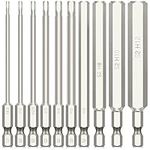 10PCS 100MM Metric Allen Key Hex Screwdriver Bit Set, 1/4 Inch Hex Shank Allen Wrench Drill Bit Set, 1.5MM-12MM Magnetic Quick Release Extension Bit Holder Set for Assembling Furniture(Silver)