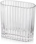 Oairse Clear Glass Vase 17CM Ribbed Vase for Flowers Fluted Vase Decorative Flower Vase Modern Vase for Living Room Dining Table Wedding Home Wedding Party Table Centerpiece