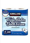 Kirkland Signature Soft and Absorbent Triple Satin Premium Bath Toilet Tissue Paper, 4 Rolls 10 Packs White Kirkland-Toilet Roll-10pk