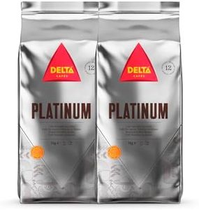 Delta Cafés - Café en Grano Platinum - 2 Paquetes de 1 Kg - Intensidad 12 - Mezcla de Granos de Café Arábica y Robusta con Tueste Natural - Muy Aromático Con Notas de Fruta Madura