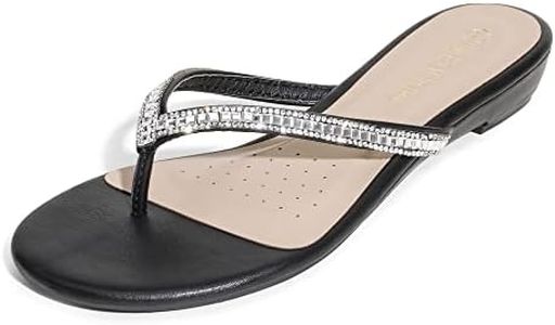 DREAM PAIRS Womens Jewel Fashion Rhinestones Design Slides Sandals Black/03-8