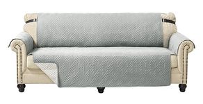 Home Beyond & HB design - Sofa Cover Slipcover Protector - Reversible Couch Cover Furniture Protector with Non-Slip Adjustable Elastic Strap for Pets Kids Dog Cat (Sofa-3 Seater, Grey)