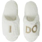 Dearfoams Women's Giftable I Do & I Do Crew Bride Slippers for Weddings and Bachelorette Party, Medium