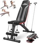 FLYBIRD Multifunctional Weight Bench, 8-Position Adjustable Backrest/3-Position Adjustable Footrest, 317 kg Weight Capacity, Foldable Workout Bench with 90° Angle for Home Gym