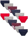 U.S. Polo Assn. Men?s Underwear ? Low Rise Briefs with Contour Pouch (12 Pack), Size Large, Grey/Blue/Red Stripe