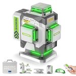 Huepar Pro Laser Level, 4 * 360 Self Levelling Laser Leveler, High Accuracy Professional Green Laser Level with 8000mAh Rechargeable Li-ion Battery, Multifunctional Stand and Hard Case
