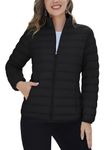 TACVASEN Puffer Coats for Women Lightweight Quilted Jacket Stand Collar Warm Winter Jacket Packable Down Jackets with 4 Pockets Black, M