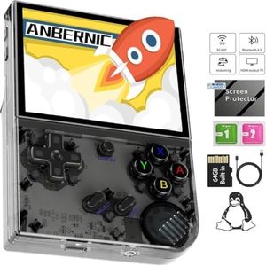 TECPHILE Anber-nic RG35XX Plus Handheld Game Console, 3.5'' IPS Screen 64GB Preloaded Retro Gaming System, 3300mAh Battery, Dual TF Expansion, 30+ Emulators, WiFi, Bluetooth (Black)