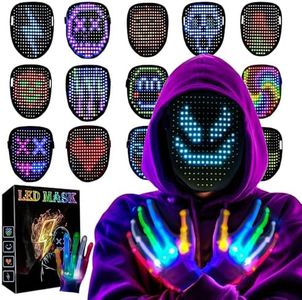 LED Light Up Mask with Gloves Set, Halloween Costume Cool Stuff for Adults