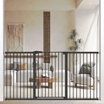 38" Extra Tall Pet Gate 76.38"-79.13" Wide - Long Large Pressure Mounted Baby Gates with Door for Stairs Doorway - Walk Through Toddler Puppy Dog Safety Fence Gate Black