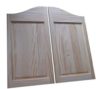 Cafe Doors by Cafe Doors Emporium | Pine Raised 2 Paneled | Premade for 36" W Finished Opening | Saloon Western Style Swinging Bar Pub Solid Wood Cafe Door | Includes Gravity Pivot Hinges