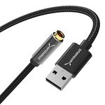 SABRENT USB to 3.5mm Jack Audio Adapter, External Sound Card, USB Headphone Adaptor, Headset Adaptor for PC, USB DAC with TRRS, for PC, MacBook, Laptop (CB-UA35)