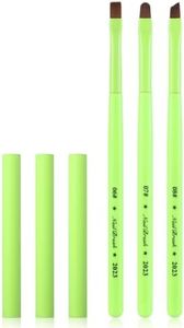 Fluorescent Green Nail Art Clean Up Brushes for Cleaning Polish Mistakes on the Cuticles, Acetone Resistant Nail Brushes, and Fingernail Cleaning Brushes for Nail Art and Designs (Round&flat&Bevel)