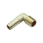 HongBoW Hardware 3 Pcs/Pack Brass Hose Barbed Fitting 90 Degree Male Elbow, 3/8" Barb x 1/4" NPT Male Pipe(Thread Diameter:0.54"）