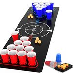 Faburo Rich Set for Beer Pong Include 1 Beer Pong Table Mat + 22 Party Plastic Cups (11 Blue & 11 Red)+ 6 Ping Pong Balls, Party Festivals Tournaments BBQ Drinking Games for Adults