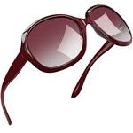 Joopin Oversized Polarized Sunglasses for Women, UV Protection Vintage Ladies Shades Fashion Trendy Designer Big Large Frame Womens Sunglasses (Gradient Wine Red)