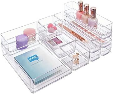 STORi SimpleSort 10-Piece Stackable Clear Drawer Organizer Set | Multi-size Trays | Makeup Vanity Storage Bins and Office Desk Drawer Dividers | Made in USA