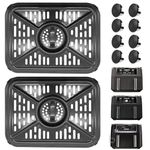 GWYXC 2 Pack Air Fryer Grill Pan for Ninja Foodi AF400UK 9.5L 6 in 1 DualZone 2 Drawers Air Fryer, Non-Stick Stainless Steel Replacement Crisper Plate Grill Tray Accessories, Dishwasher Safe