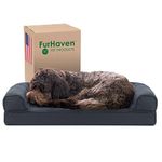 Furhaven Cooling Gel Dog Bed for Medium/Small Dogs w/Removable Bolsters & Washable Cover, for Dogs Up to 35 lbs - Quilted Sofa - Iron Gray, Medium