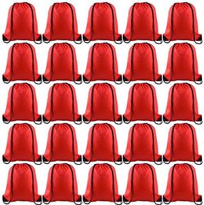 TUPARKA 25Pcs Drawstring Backpack Bags String Backpack Sport Bag Sack Cinch Tote Gym Backpack Bulk for Gym Sport Traveling，Red