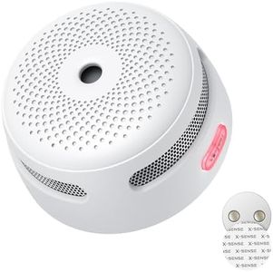 X-Sense Mini Détecteur de Fumée Photoélectrique avec Pile de 10 Ans avec Pad Adhésif Magnétique, Détecteur d’Incendie avec Support Magnétique, avec Bouton de Test/Silence, XS01, Lot de 1