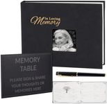 JIMBON Funeral Guest Book with Leather Cover,Cover Can Be Inserted with Images,Funeral Guest Book for Memorial Service 88 Pages,Celebration of Life Guest Book with A Memory Table Sign & Pocket