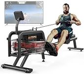 Kitopa Rowing Machine, Rowing Machine for Home Gym with LCD Monitor and Aluminum Rail，Water Rowing Machine with Bluetooth and Tablet Holder，Water Resistance Rower Machine for Full Body Workout