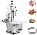 750W Electric Bone Saw Machine, 0.39～6.7''Cutting Thickness, 2.6HP Frozen Meat Cutter, Commercial Bandsaw with 6 Saw Blades, Table Sawing for Chops, Frozen Meat Chicken-19x17in