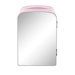 Chefman Portable Mirrored Personal Fridge, 4 Liter Mini Refrigerator, Skin Care, Makeup Storage, Beauty, Serums And Face Masks, Small For Desktop Or Travel, Cool & Heat, Cosmetic Application, Pink