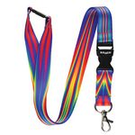 Rolseley Lanyard Neck Strap Rainbow Stream Abstract Pattern with Metal Lobster Claw Clip and Safety Breakaway for ID and Passes for Everyday Use at Office, School, Events