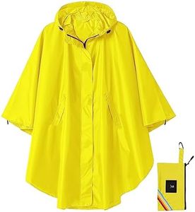 Stylish Hooded Rain Poncho Jacket with Pockets Yellow