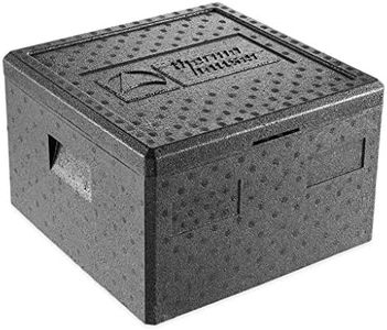 thermohauser Boîte isotherme en polypropylène expansé pour pizza Noir Avec couvercle 25 l 41 x 41 x 25,5 cm Pour service de livraison