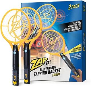 ZAP iT! Electric Fly Swatter Racket & Mosquito Zapper with Blue Light Attractant - High Duty 4,000 Volt Electric Bug Zapper Racket - Fly Killer USB Rechargeable Fly Zapper Indoor Safe - 2 Pack, Yellow