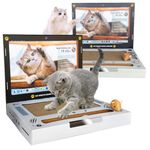 L&W BROS. Cardboard Cat Scratcher 3-in-1 Cat Laptop Toy with Fluffy 'Mouse'& Bell Ball Corrugate Cat Scratch Pad for Cats(2PC)